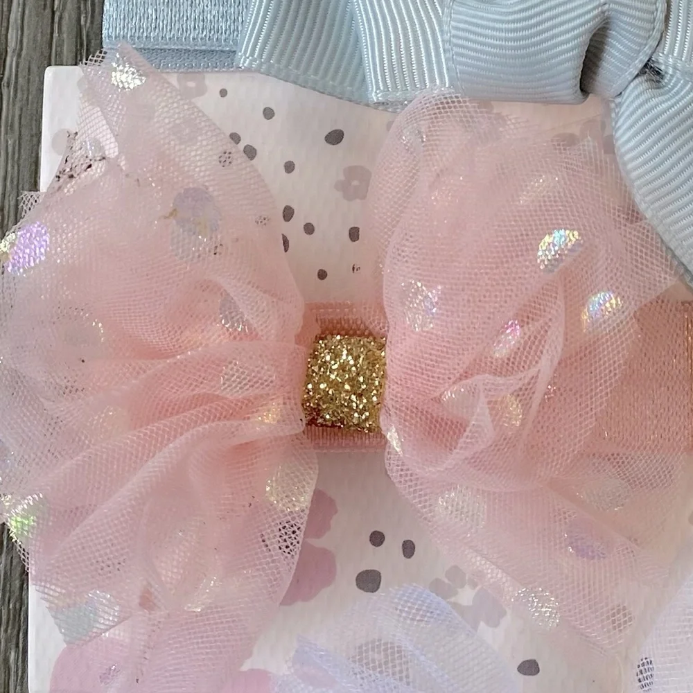 NEW! Bundle 10 Headbands With Bows Dainty Newborn Baby Pink Cream White Gray